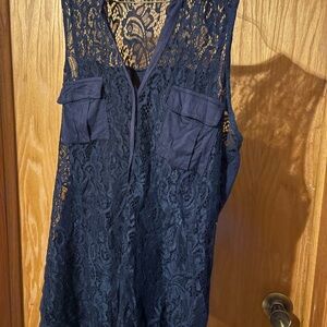 Maurices Dark Blue Lace Sleeveless Blouse